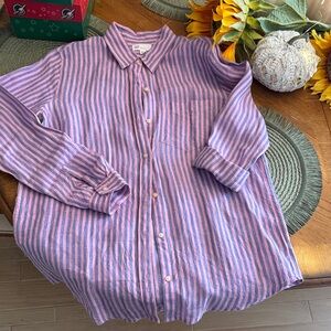 GAP Pink and Blue Striped Shirt